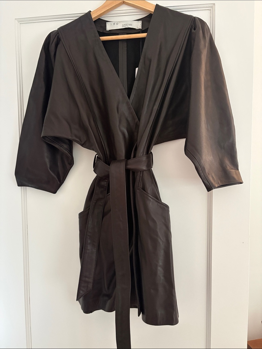 IRO Black Leather Belted Lanika Dress